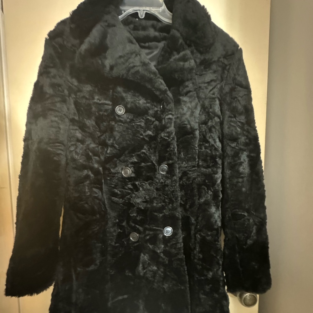 Vintage Black Faux Fur Peacoat purchased in London in 1997🇬🇧